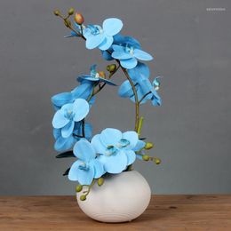 Decorative Flowers Year's Christmas Artificial Vase Home Decor White Moth Orchid Fake Living Interior Room Desktop Decoration