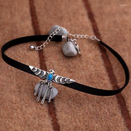 Choker Punk Leather Eagle Pattern Artificial Gem Necklace Retro Accessories Personalized Wild Women