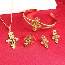 Necklace Earrings Set & Trendy Ethiopian Eritrea Habesha Jewellery Cross Sets For African Women Traditional Holiday Party