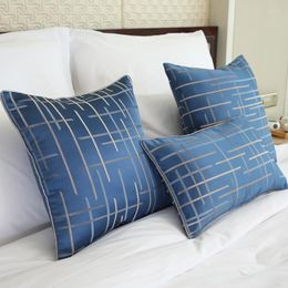 Pillow High-grade Classical Chinese Style Strip Bed Runner Meteor Lattice Blue Jacquard Grid Elegant Flag