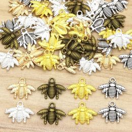 Charms 20Pcs Bee Metal Gold Silver Bronze Pendants For Jewelry Making Antique Alloy DIY Bracelet Necklace 20 16MM