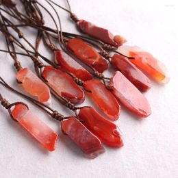 Chains 24pcs/lot Long Raw Carnelian Natural Stone Rope Necklace Energy Healing Pendants Jewelry Wholesale Items For Business