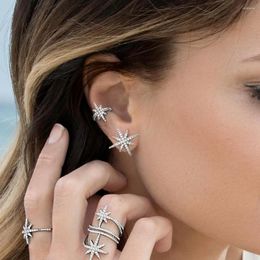 Backs Earrings Fashion Simple Star Shape Zircon Ear Cuff For Women Charming Crystal Clip On Earcuff Without Piercing Jewelry