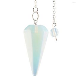 Pendant Necklaces SUNYIK Opalite Stone Pyramid Faceted Pendulum Reiki Healing Chakra Point Dowsing Metaphysical