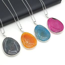 Pendant Necklaces Wholesale6PCS Natural Dragon Pattern Agates Stones Drop Necklace Crafts For Woman Jewellery Making DIY Charm Gift