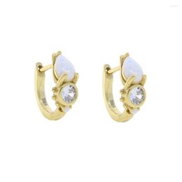 Hoop Earrings Fashion Sparkling Round 5A Cubic Zircon White Fire Opal For Women Silver Colour Bridal Wedding Jewellery Gifts