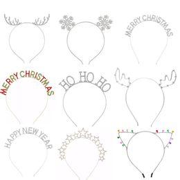 European and American Headbands alloy crystal headwear hair ornaments antler hoop Merry Christmas snowflake headband