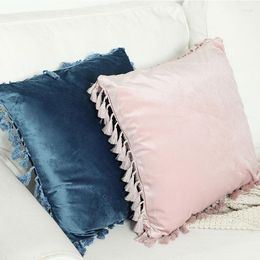 Pillow 2 Packs Modern Solid Velvet Covers With Tassels 45X45 For Sofa Couch Bed Decoration Throw Cases Set