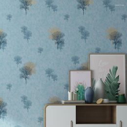 Wallpapers Ins Nordic Tree Wall Papers Home Decor Non Woven Beige Blue Grey Wallpaper For Living Room Bedroom Walls