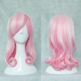 Popular Cosplay pink long curly hair high temperature hair wig