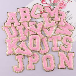 Notions DIY Towel Embroidery Patch Alphabet Initial Glitter Varsity Letter Patches Iron on Chenille Colourful Sew letters Appliques Stickers