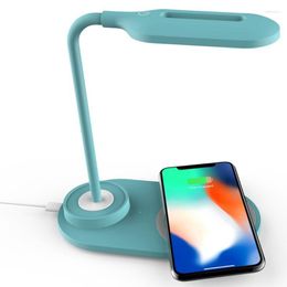 Table Lamps M6CF Plastic LED Lights With Wireless Charger USB Charging Port Modern Dimmable