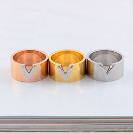 Stereoscopic letter Extravagant Simple wedding Ring Gold Silver Rose Colours Stainless Steel Couple Rings Fashion Women men Designer Jewellery Lady Party Gifts