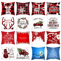 Pillow Case Santa Claus Christmas Tree Snowman Elk PillowCase Colourful PillowCover Home Sofa Car Decor Pillowcases RRC28