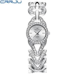 cwp 2021 Women Watches CRRJU reloj mujer Classic Fashion bling Diamond Bracelets Dress WristWatch for Ladies stainless steel Clock251s