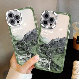 Luxury cases Snow Mountain landscape Transparent Phone Case For iPhone 7 8 Plus SE2 13 12 11 14 Pro Max X XR XS Clear back Cover