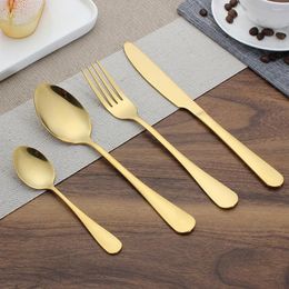 Dinnerware Sets 4pcs/set Gold Tableware Stainless Steel Western Golden Dinner Set Knives Fork Spoon Teaspoon Wedding Dining