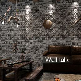 Wallpapers Vintage Faux 3D Brick Wallpaper Roll PVC Industrial Loft Graffiti Wall Paper Red Brown Grey Washable