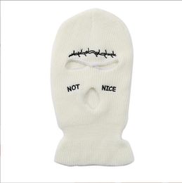 Full Face Mask Knitted Hats Balaclava Cycling Beanie Embroidered Pirate Hats Three Hole Neck Gaiter Warmer Windproof Bicycle Ski Ride Headgear RRB16567