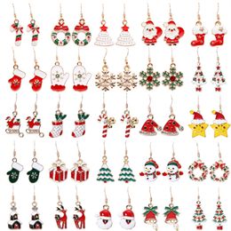 Christmas Tree Earrings Decorations Snow Crutch Santa Claus Pendants Christmas Eve Gift