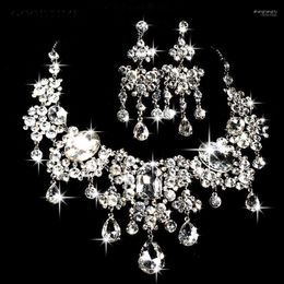Necklace Earrings Set & Classic Bridal Luxury Crystals Bride Wedding Party Prom Formal Occasion Jewellery