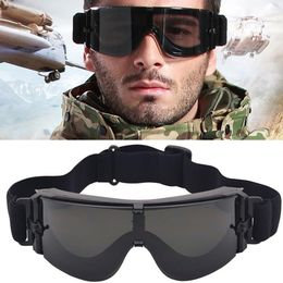 Kayak Goggles Açık Airsoft Paintball Rüzgar Geçirmez Koruma 3 lens Anti UV Gözlükleri Güneş Gözlüğü 221020