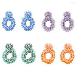 Dangle Earrings FLOLA 5 Colours Blue Beaded For Women Bead Rope Big Drop Handmade Gift Bohemian Jewellery Ersy17