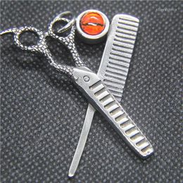 Pendant Necklaces Hair Salon 316L Stainless Steel Fashion Cool Scissors Stone