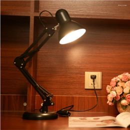 Table Lamps Swing Arm Adjustable Classic Desk E27 LED With Switch Lamp For Office Reading Night Light Bedside Home