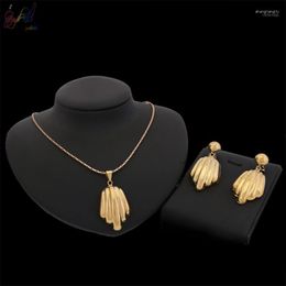 Necklace Earrings Set & YULAILI Elegant Luxury Jewellery Design Fashion Gold Filled Pendant Drop For Women