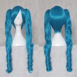2022 Hot Sell Fashion Cosplay Resistant dark blue long curly tail wig