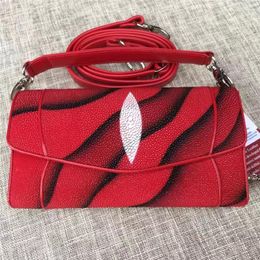 Evening Bags Authentic Real True Skin Women Red Envelop Clutch Bag Female Flap Purse Genuine Exotic Leather Lady Small Shoulder