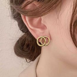 Stud Designers Ear s Pierce Womens Double g Letter Gold 24k Simple Luxurys Retro Earrings for Woman Jewellery 2