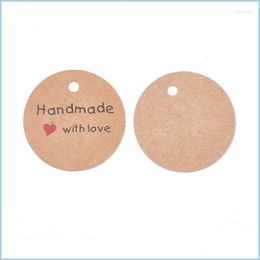 Jewelry Pouches Bags Jewelry Pouches Bags 250Pcs Display Kraft Paper Price Tags With Word Handmade Love 1 5Mm Jute Cord String Twin Dhqod