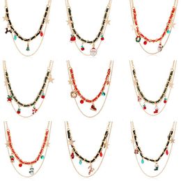 Fashion Christmas Necklace Snowman Tree Garland Pendant Necklace For Women Men New Xmas Party Festival Gift Jewelry Accessories