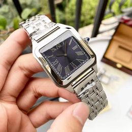 Business Men dumont Quartz Watch Geometric Double Square Wristwatch Male Roman Number Watches Stainless Steel Big Dial Sport Clock 46mm Waterproof