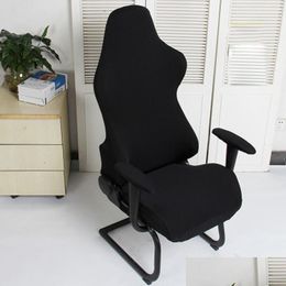 Chair Covers 1 Set Gaming Chair Er Spandex Office Elastic Armchair Seat Ers For Computer Chairs Slipers Housse De Chaise Drop Delive Dhkwn