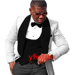 Customise tuxedo One Button Handsome Shawl Lapel Groom Tuxedos Men Suits Wedding/Prom/Dinner Man Blazer Jacket Pants Tie Vest W1179