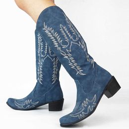 Boots Sarairis Fashion Concise Embroider Square Heel Cow Boy Western Comfy Great Quality Women Shoes 221013