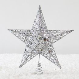 Christmas Decorations Red Gold Silver Tree Top Star Wedding 20cm 3 Colors Birthday Home Garden Metal Sequins Ornament Decor