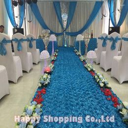 Carpets MHAIXM 3/5/6/9m Length Satin Fabric 3D Rose Flower Aisle Runner Marriage Carpet Curtain Wedding Party Backdrop Decoration