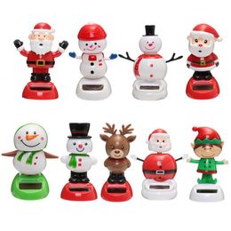 Party Favour Car Ornaments ABS Solar Powered Christmas Ornaments Gift Dancing Santa Claus Snowman Toys Dashboard Decoration SN4730