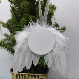 Sublimation Christmas Feather Angel Wing Christmas Tree Decoration Heat Transfer DIY Ornament