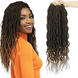 18 Inch Wavy Senegalese Twist Crochet Hair Braids Wavy Ends Synthetic Hair Extension 15 Stands/Pack Curly Crochet Twist Braiding Hair LS32