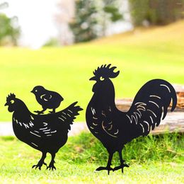 Garden Decorations Black Chicken Yard Art Stake For Backyard Pathway Sidewalk Ornaments