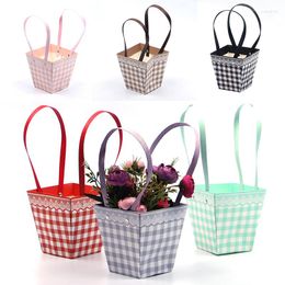 Gift Wrap Portable Foldable Flower Basket Waterproof Paper Packing Bag Fresh Carrier Handmade Bouquet Wedding
