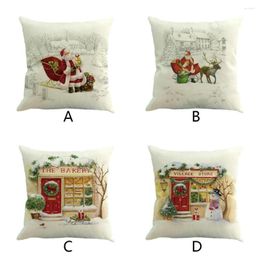 Pillow Pillowcase Set Christmas Cover Home Cotton Linen Throw Decor Case Sofa Pillows