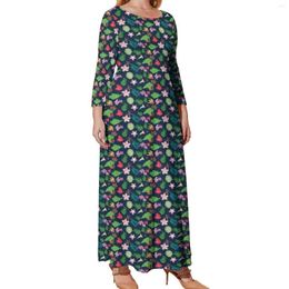 Plus Size Dresses Palm Leaves Print Dress Tropical Botanical Flowers Cute Maxi Streetwear Bohemia Long Vestidos 4XL 5XL