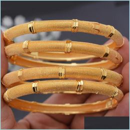 Bangle Bangle 4Pcs/Set 24K Gold Colour African Bridal Dubai Bangles For Girl S Arab Wedding Bracelet Bangles Jewelrybangle Drop Deliv Dhk1X