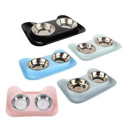 Dog Cat Bowls Dog Bowl Double Stainless Steel Pet Leak proof Food Water Feeder for Pets Puppy Small Medium Dogs